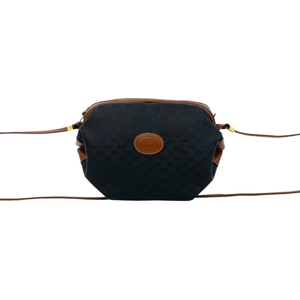 GUCCI Vintage Micro GG Logo Leather Shoulder Bag/Pouch, Black, 178-2